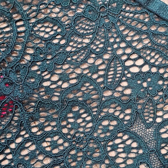 Dita Von Teese Madame XXX Strappy Lace G-String Panty, Shady Spruce, Size XL - Picture 2 of 8